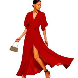 Reformation RED Winslow Wrap Dress - Size XS